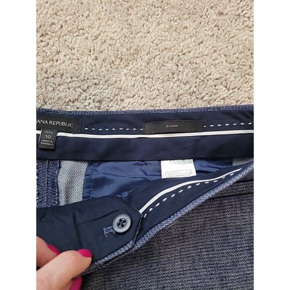 Banana Republic Sloan Cropped Pants Blue Textured Sz 10P Slimming Fit • EUC - Picture 9 of 9